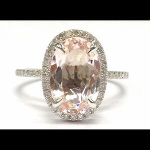 morganite & diamond ring in 14k white gold